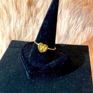 💖 💍 W💍 Personalized-Initial Heart Ring Stainless Steel Gold Tone ADJUSTABLE